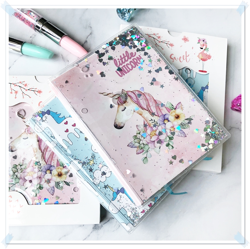 Raccoglitore A6 Glitter Sabbie Mobili - Copertina Morbida PVC Con 6 Anelli E Bottone A Pressione - Foto 7