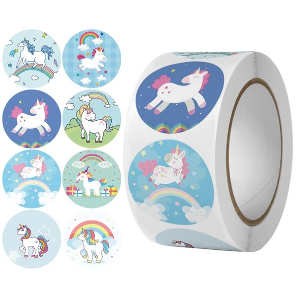 Unicorn Round Label Stickers (500pcs/roll) - Fun