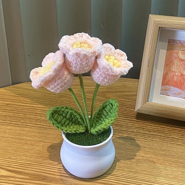 Crochet Potted Lily of the Valley - Blush (Free Gift Bag)