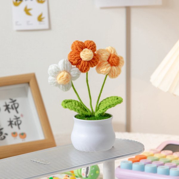 Crochet Potted Puff Flowers - Nature Charm (Free Gift Bag)
