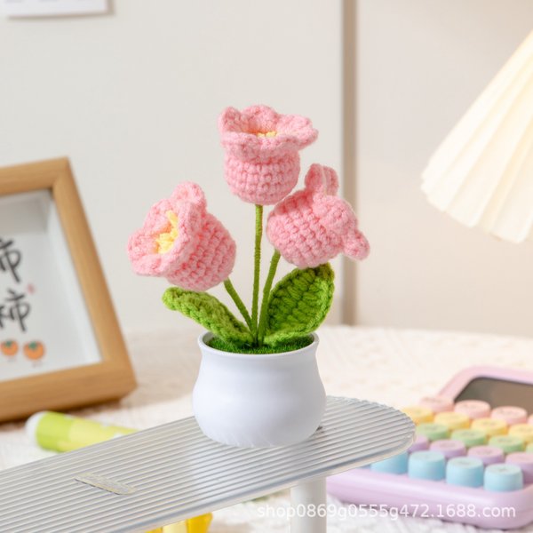 Crochet Potted Lily of the Valley - Pink (Free Gift Bag)