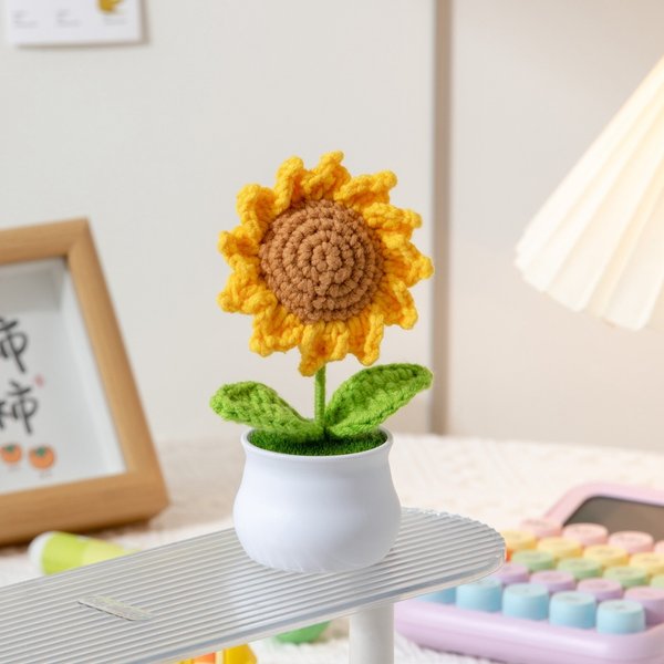Crochet Potted Sunflower (Free Gift Bag)
