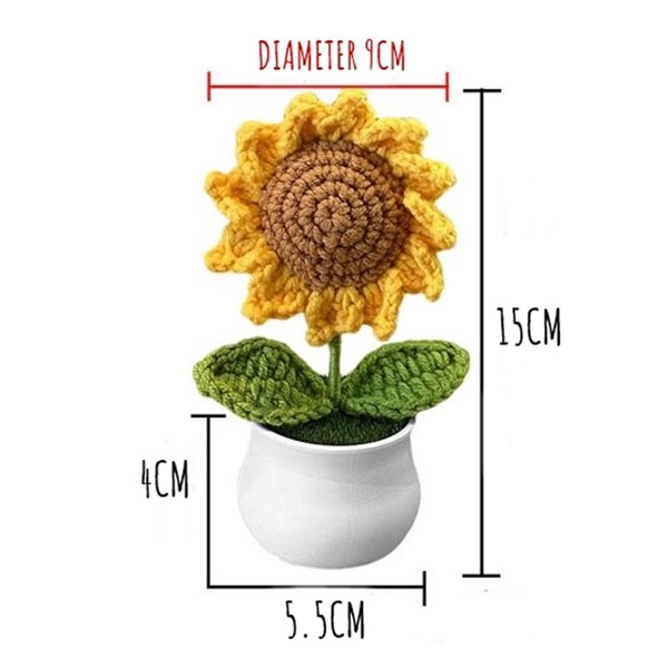 Crochet Potted Sunflower (Free Gift Bag)
