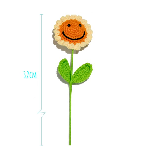 Crochet Single Stalk Smiley Sunflower Bouquet (Free Gift Wrapping)