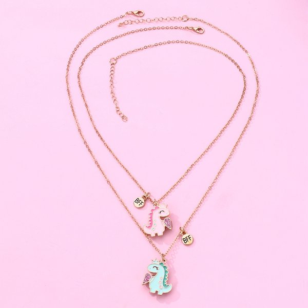 BFF Cute Dinosaur Pendant Necklace (2 for price of 1)