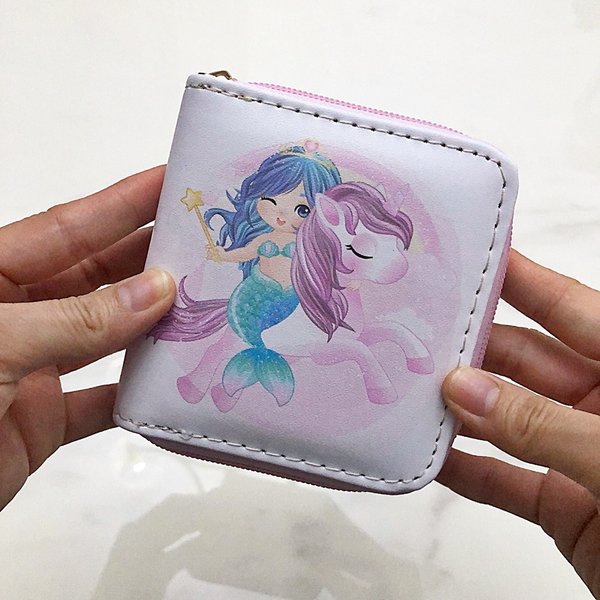 Mermaid & Unicorn Zipper Wallet (Pink)