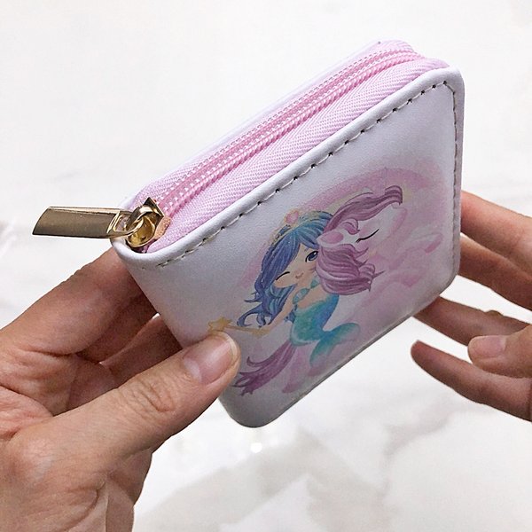 Mermaid & Unicorn Zipper Wallet (Pink)