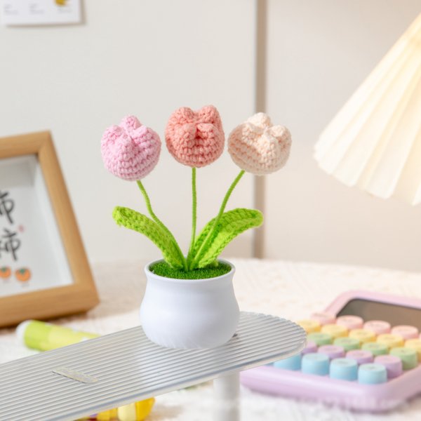 Crochet Potted Tulips - Pink Fantasy (Free Gift Bag)