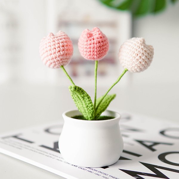 Crochet Potted Tulips - Pink Fantasy (Free Gift Bag)