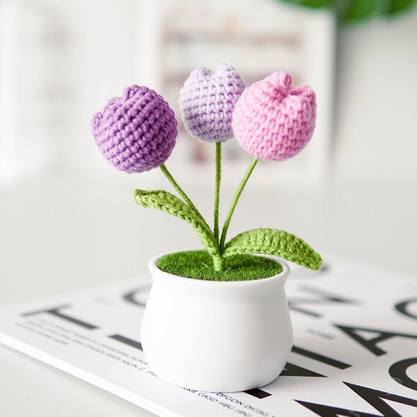 Crochet Potted Tulips - Purple Paradise (Free Gift Bag)