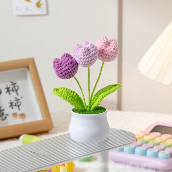 Crochet Potted Tulips - Purple Paradise (Free Gift Bag)