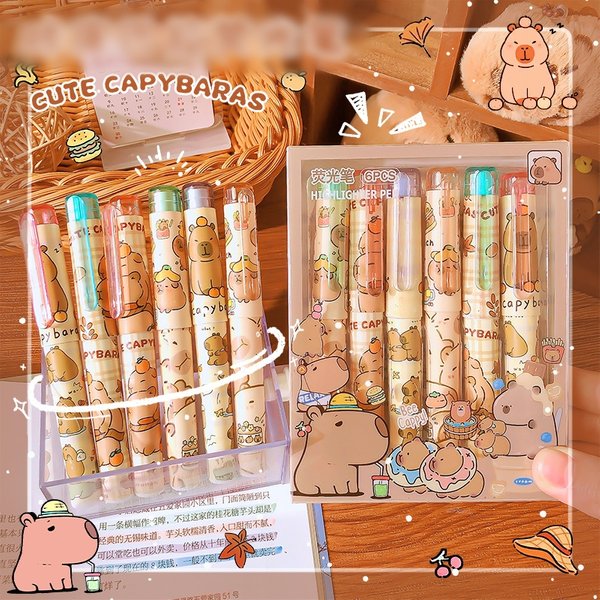 Capybara Kawaii Highlighters (6 Color Set)