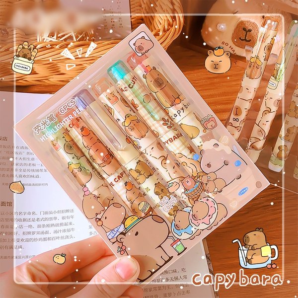 Capybara Kawaii Highlighters (6 Color Set)