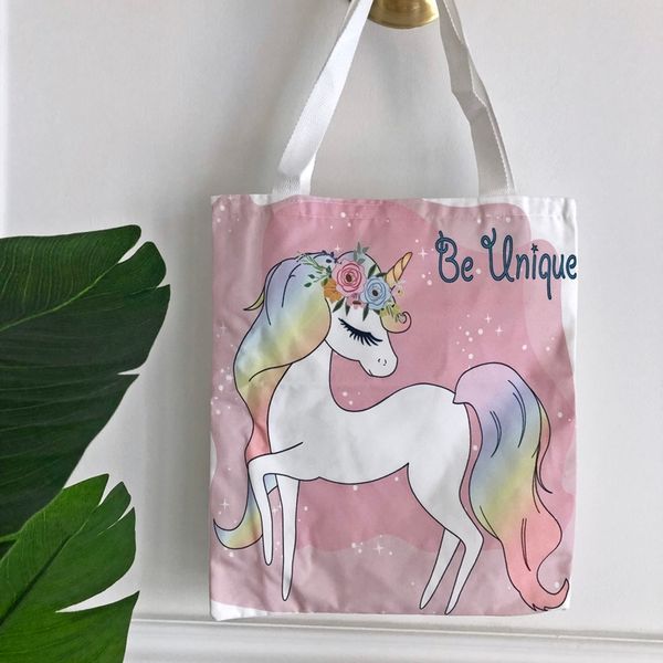 Be Unique Unicorn Canvas Tote Bag