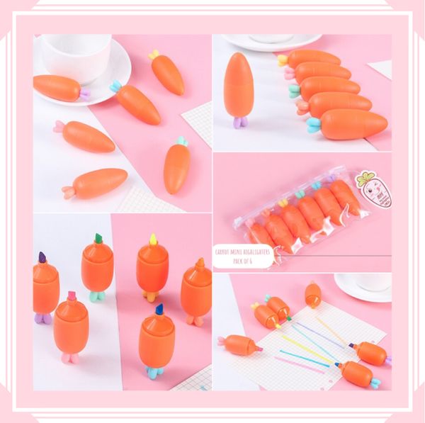 Mini Highlighter Pack of 6 - Carrots