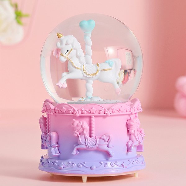 Unicorn-on-Carousel Mini Snowglobe